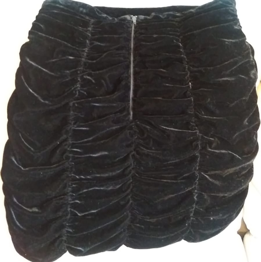 Black velvet drape skirt